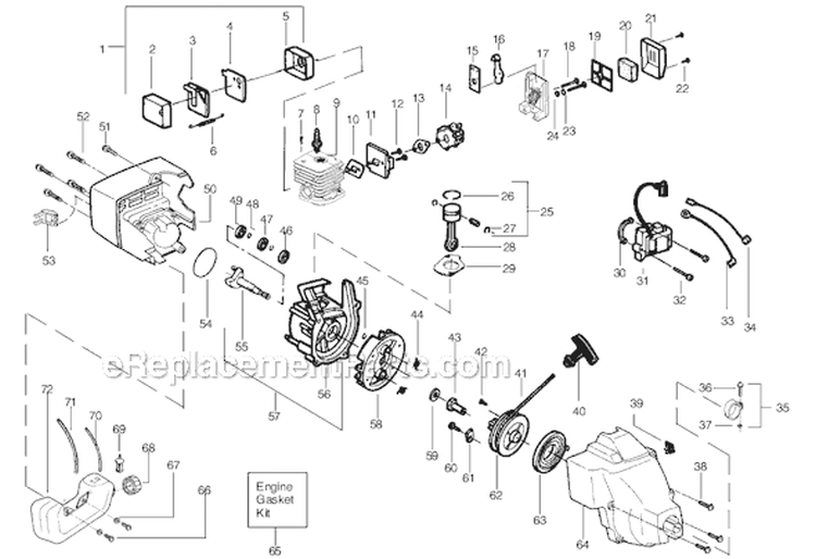 Page C Diagram and Parts List for FEATHERLITE Type 1 Weed Eater Trimmer